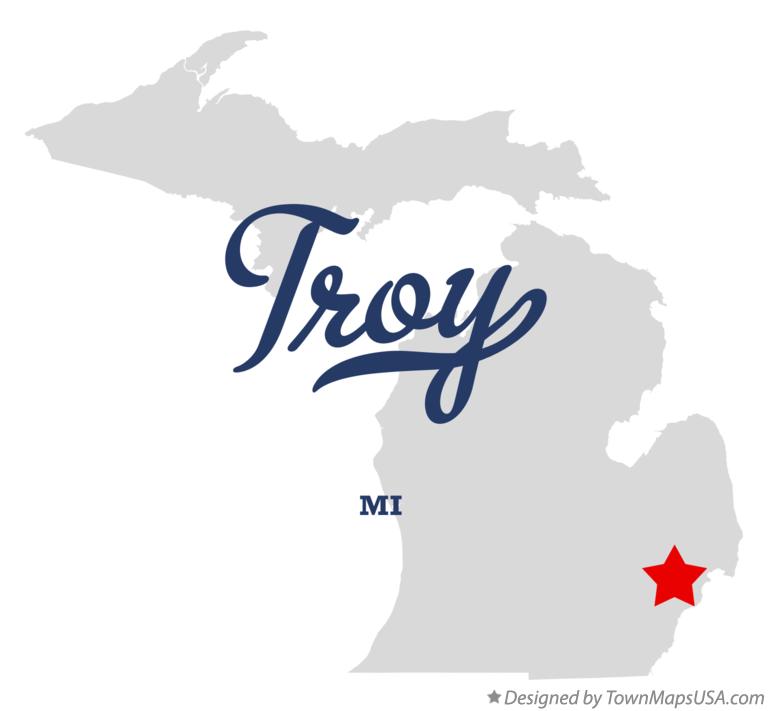 Map of Troy, Oakland County, MI, Michigan