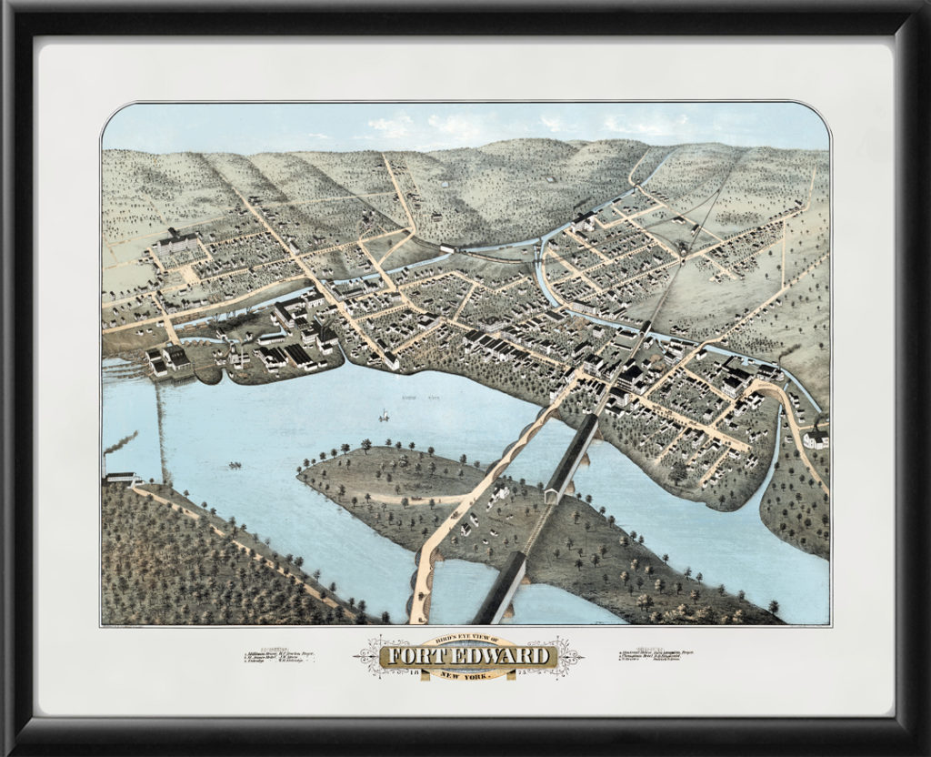 Fort Edward NY 1875 Restored Map Vintage City Maps