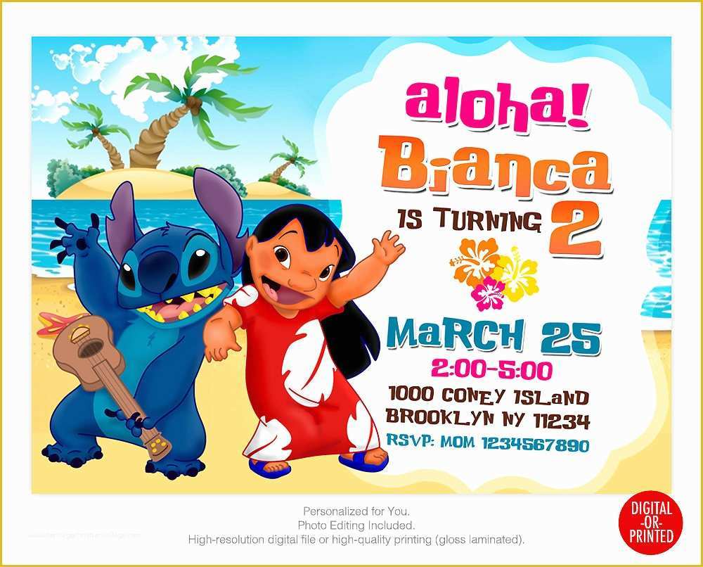 Free Lilo and Stitch Invitation Template Of Lilo and Stitch Stitch